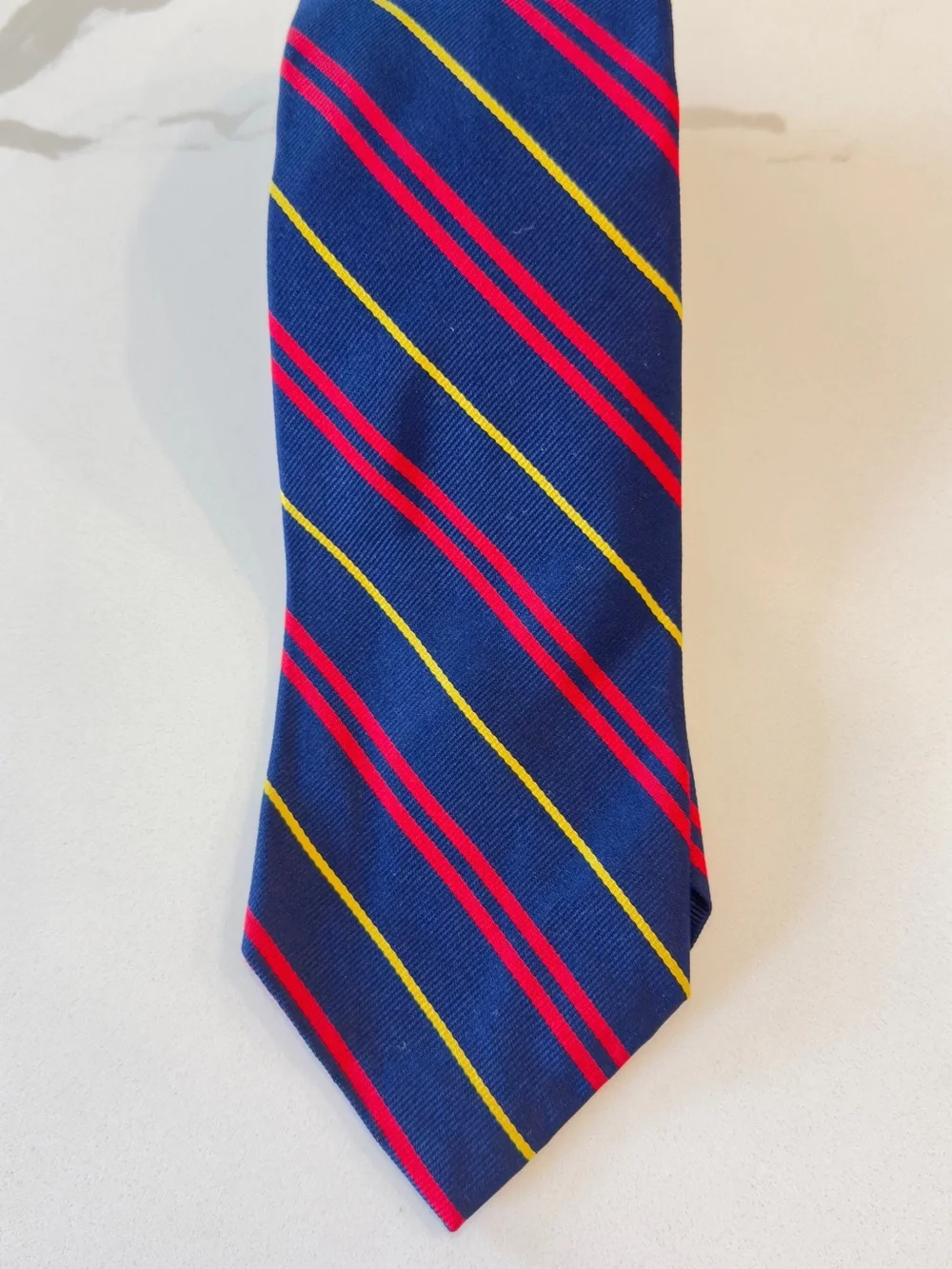 Polo by Ralph Lauren Navy Tie with Red and Yellow Stripes